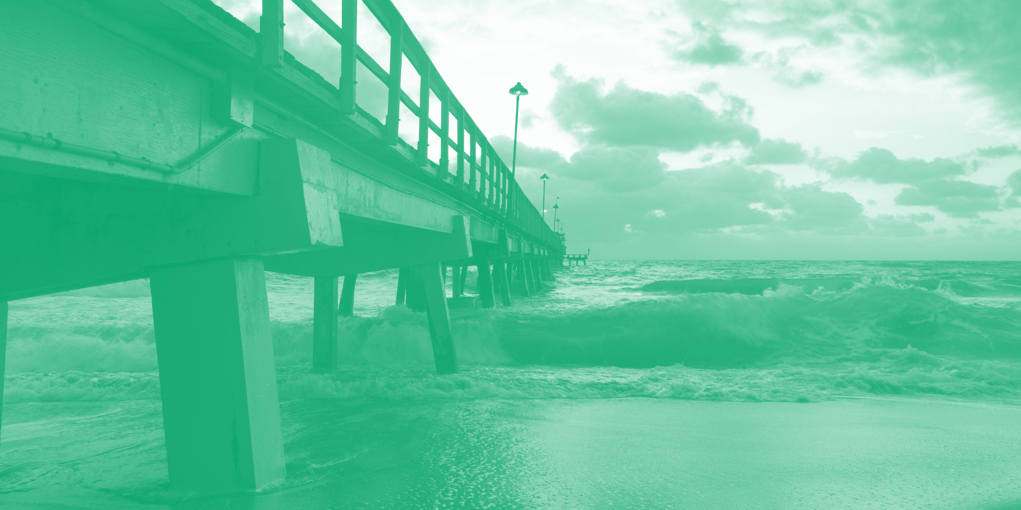 Duotone image of pier in Broward County, Florida.